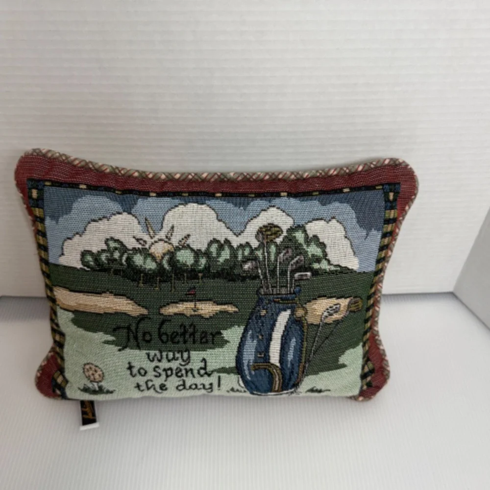 Needlepoint Tapestry Golf No Better Way Decorative Pillow 12